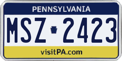 PA license plate MSZ2423