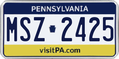 PA license plate MSZ2425