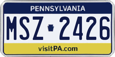 PA license plate MSZ2426