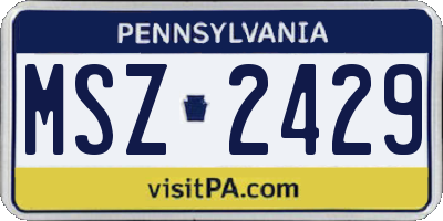 PA license plate MSZ2429