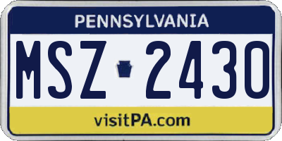 PA license plate MSZ2430