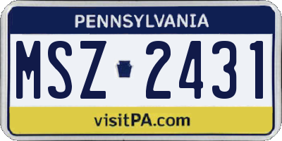 PA license plate MSZ2431