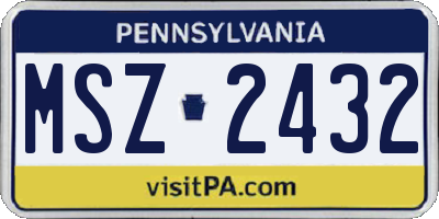 PA license plate MSZ2432