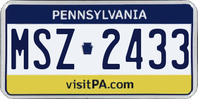 PA license plate MSZ2433