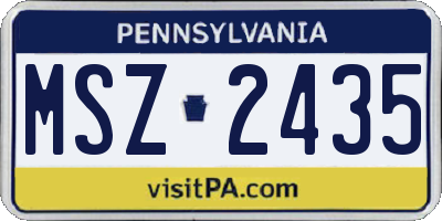 PA license plate MSZ2435