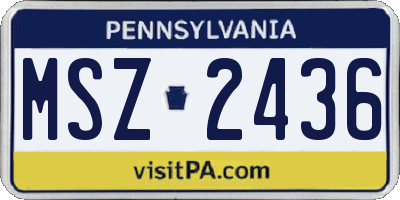 PA license plate MSZ2436
