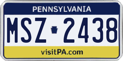 PA license plate MSZ2438
