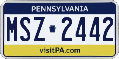 PA license plate MSZ2442