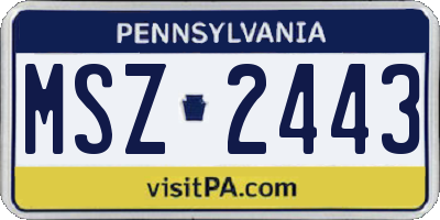 PA license plate MSZ2443