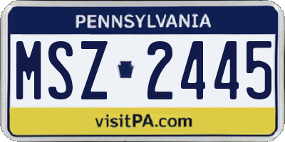 PA license plate MSZ2445
