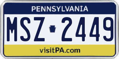 PA license plate MSZ2449