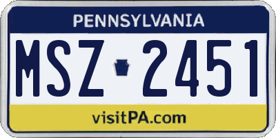 PA license plate MSZ2451