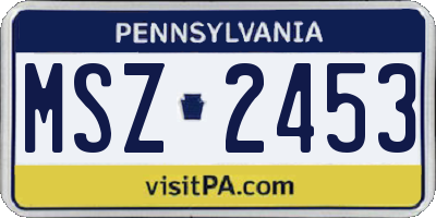 PA license plate MSZ2453