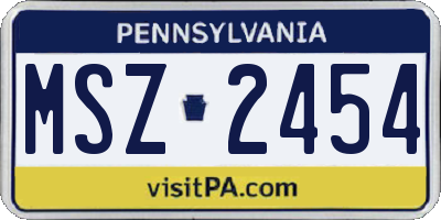 PA license plate MSZ2454