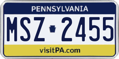 PA license plate MSZ2455
