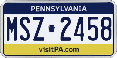 PA license plate MSZ2458