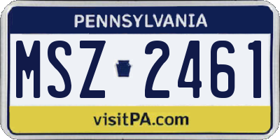 PA license plate MSZ2461