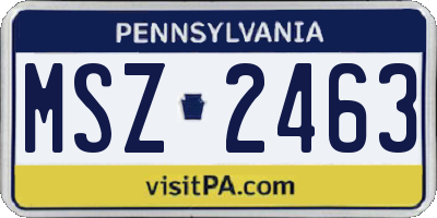 PA license plate MSZ2463