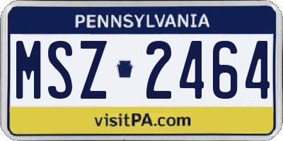 PA license plate MSZ2464