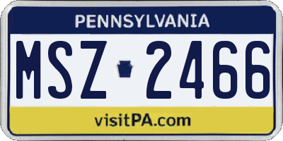 PA license plate MSZ2466