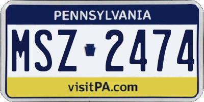 PA license plate MSZ2474