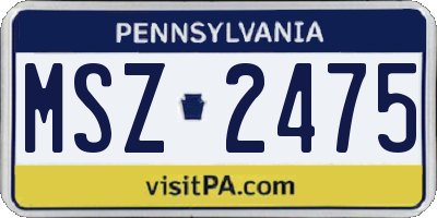 PA license plate MSZ2475