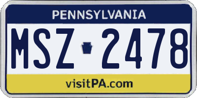 PA license plate MSZ2478