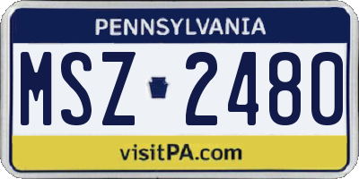 PA license plate MSZ2480