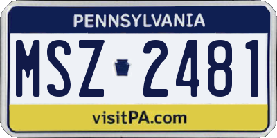 PA license plate MSZ2481