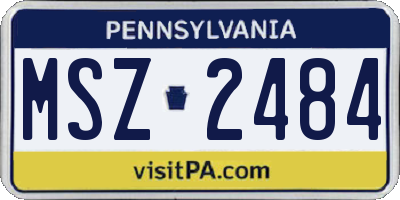 PA license plate MSZ2484