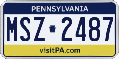 PA license plate MSZ2487