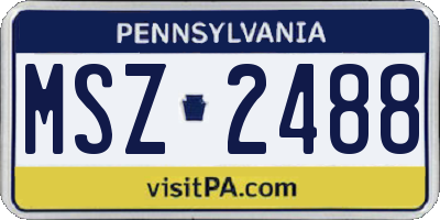 PA license plate MSZ2488