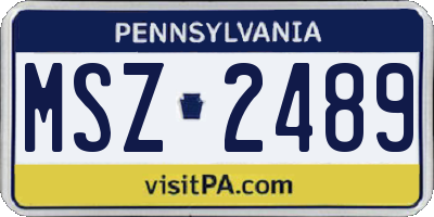 PA license plate MSZ2489