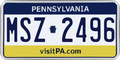 PA license plate MSZ2496