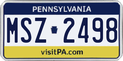 PA license plate MSZ2498