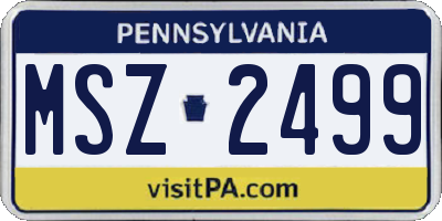 PA license plate MSZ2499