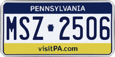 PA license plate MSZ2506