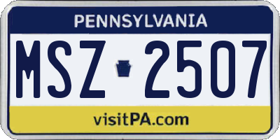 PA license plate MSZ2507