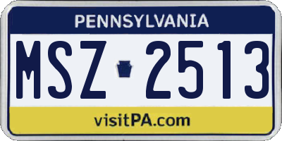 PA license plate MSZ2513