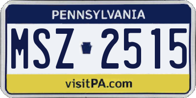 PA license plate MSZ2515