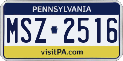 PA license plate MSZ2516