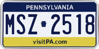 PA license plate MSZ2518