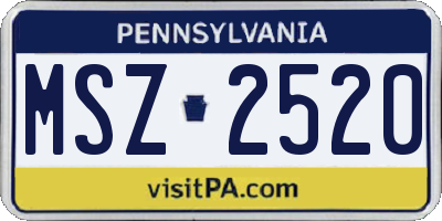 PA license plate MSZ2520