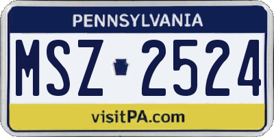 PA license plate MSZ2524