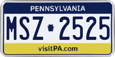 PA license plate MSZ2525