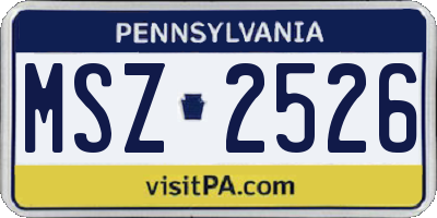PA license plate MSZ2526