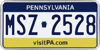 PA license plate MSZ2528