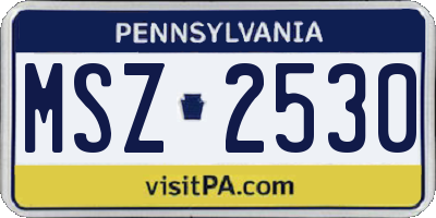 PA license plate MSZ2530