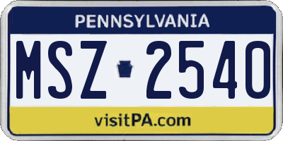 PA license plate MSZ2540