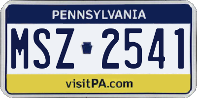PA license plate MSZ2541